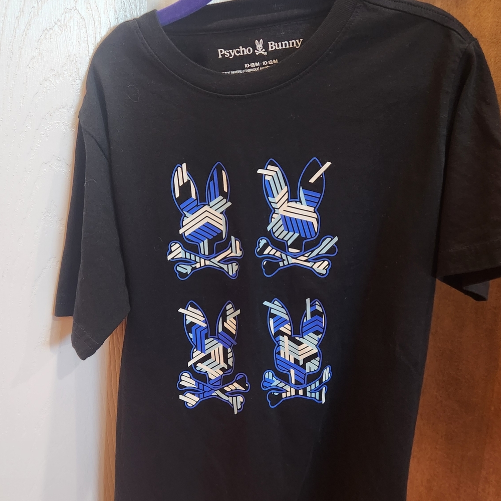 Psycho Bunny Kids Black and Blue Graphic Tee